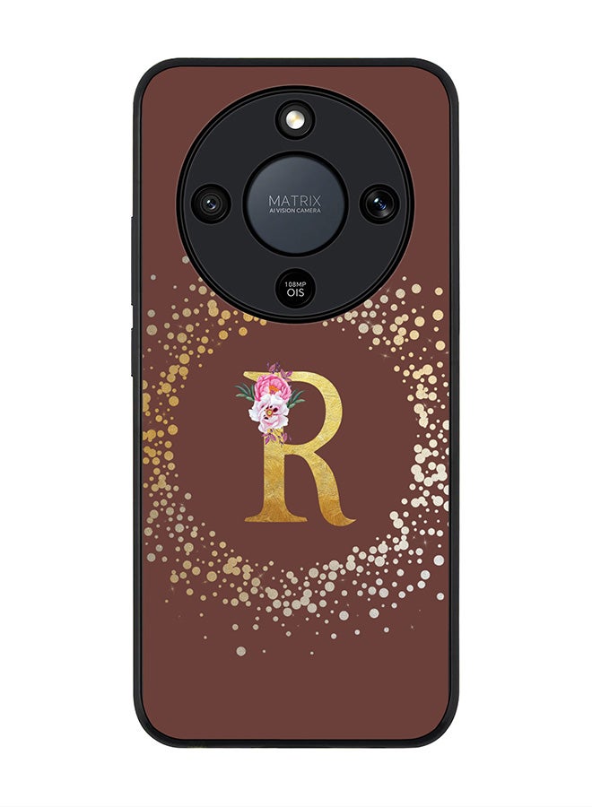 For Honor X9d / Magic8 Lite / X70 Case,Slim fit Camera Protection, Shockproof Thin Phone cover  - Custom Monogram Floral - R  (Brown )